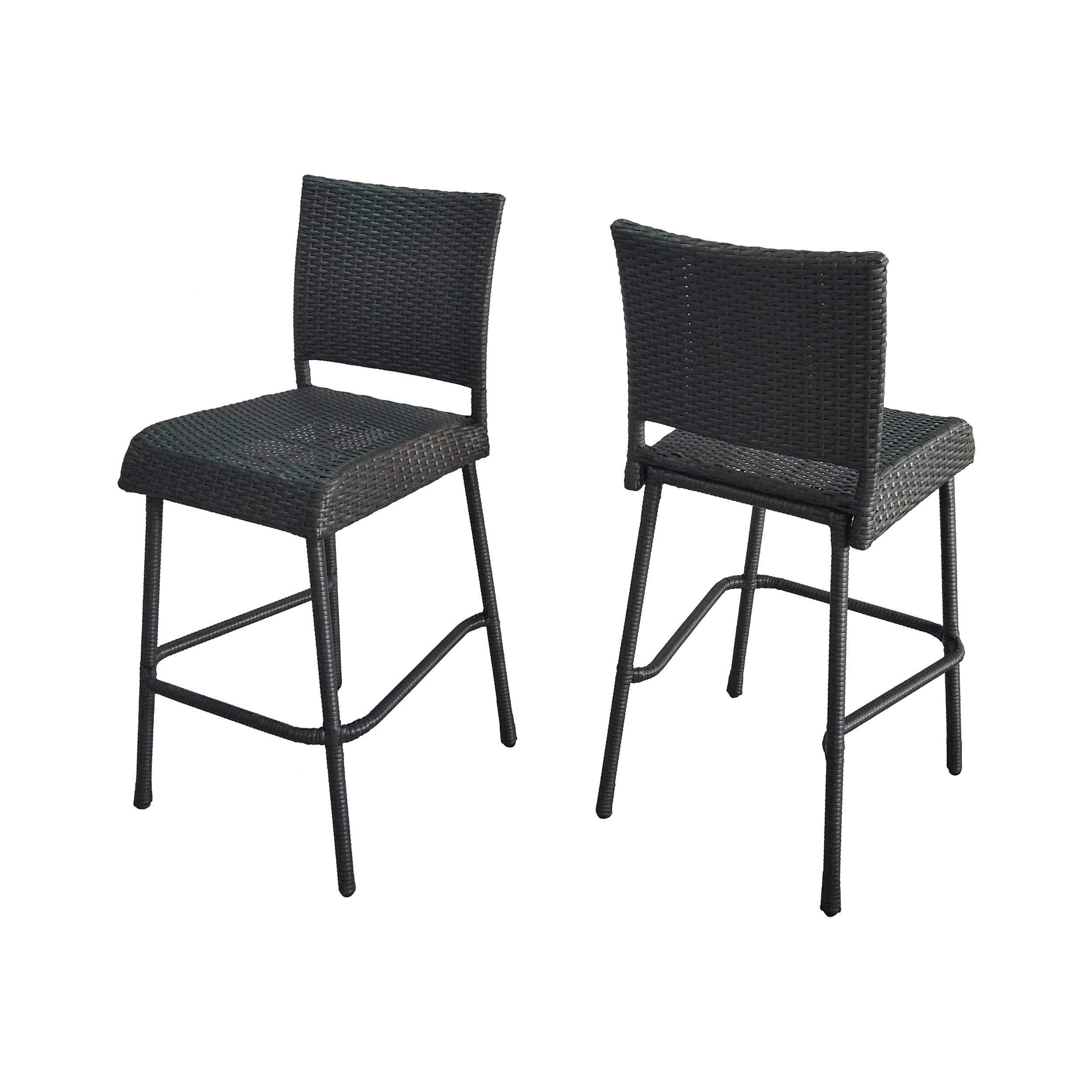 Jiro Gray Rattan Outdoor Barstool with Iron Frame
