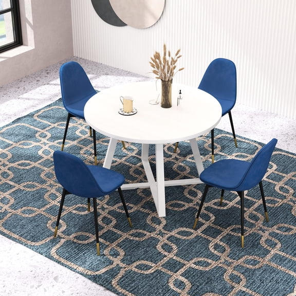 Trestle base - 5-piece round dining set - Friend gatherings - Comfortable seating experience