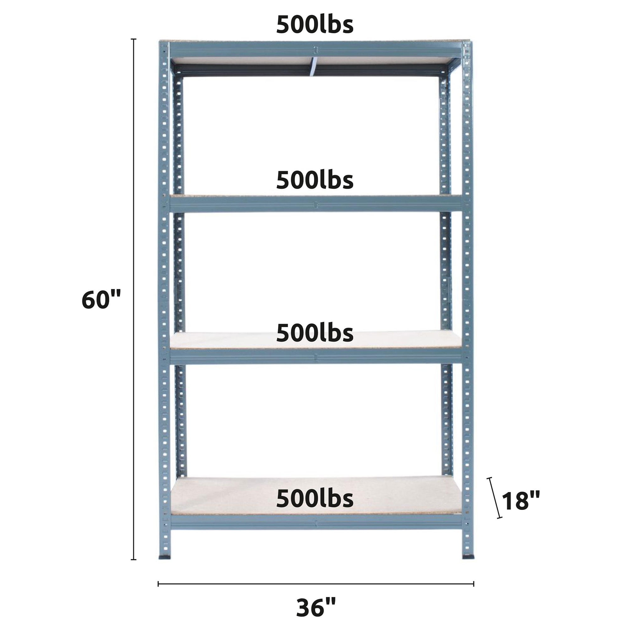 Gray 36x60" 4-Tier Adjustable Steel Storage Shelving Unit