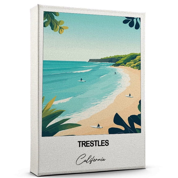 Trestles Travel Poster Canvas California Canvas Unique Gift Idea for Home, Office, or Living Space