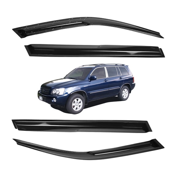 Tresvendu Window Visor for Toyota Highlander 2001-2007 4 Door SUV Wind Deflector Black Tape-on 4Pcs