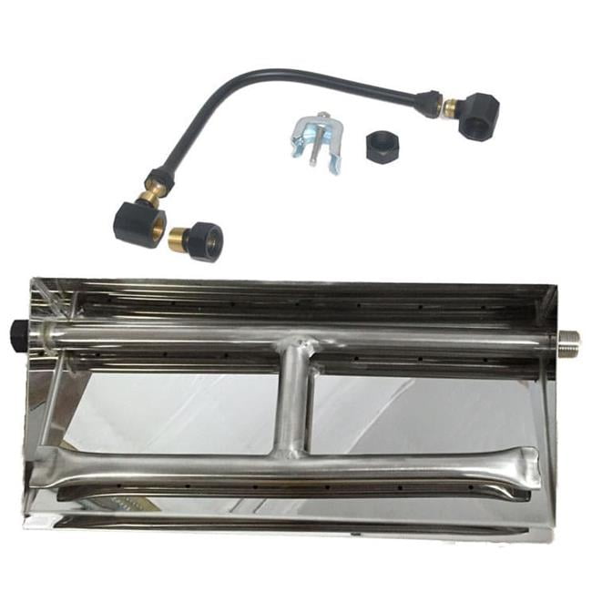 Tretco OB2SS-BK2-18-NG 15 in. Stainless Steel Dual Burner Pan, Natural Gas