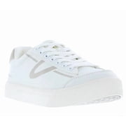 Tretorn Womens Lace-Up Sneakers, Flat Heel, Medium Width, Round Toe, White, Size 7