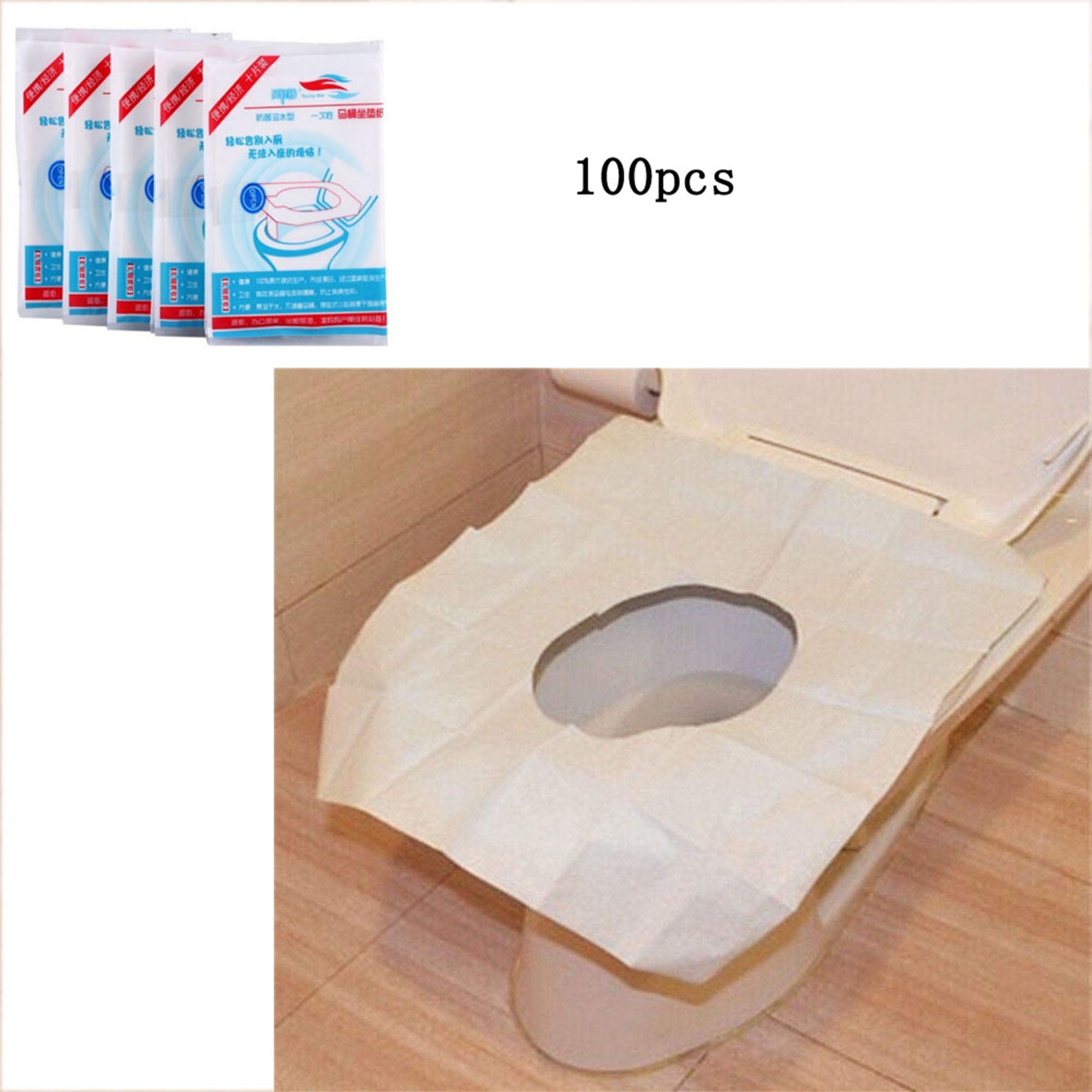 Tretra 100pcs Toilet Seat Covers Paper Portable Travel Flushable