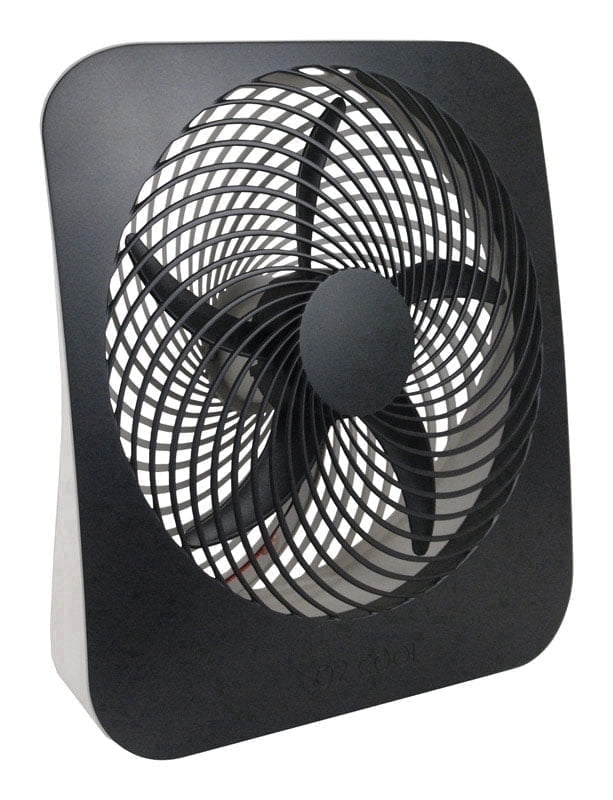 Treva 10-Inch Portable Fan, Powered by Battery and/or AC Adapter - Desk Fan Air Circulating with 2 Cooling Speeds for Personal and Travel Use (Black)