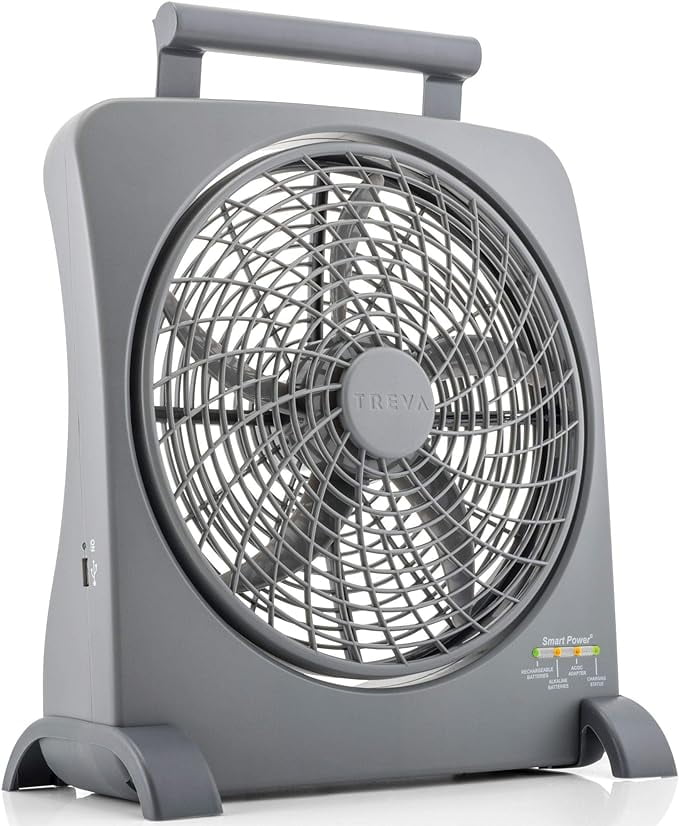Sleek Gray 10" Portable Pedestal Fan with USB Charging Port