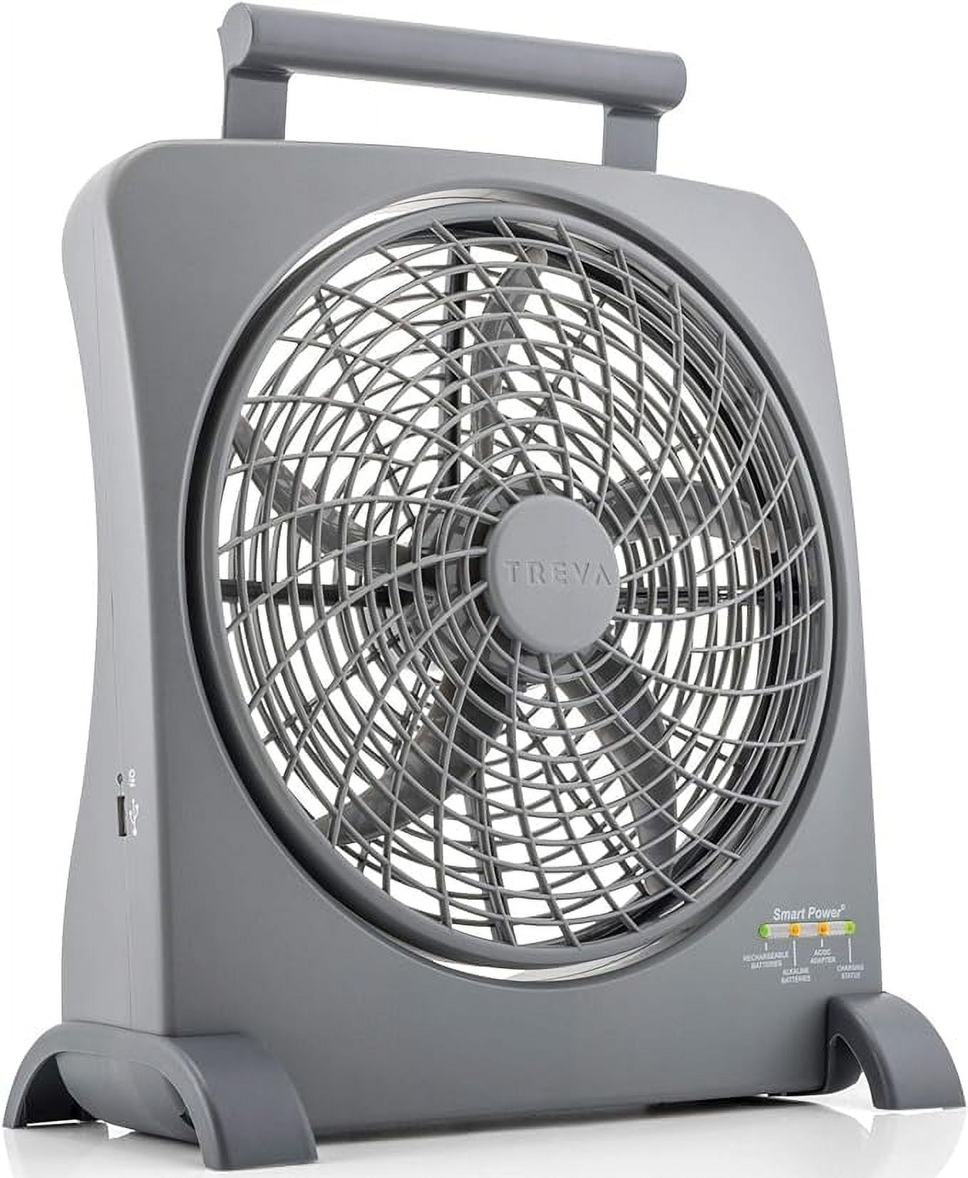 Sleek Gray 10" Portable Pedestal Fan with USB Charging Port