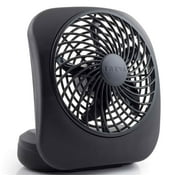 Treva 5 inch Portable Battery Powered 2 Speed Personal Desktop Fan, Black