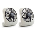thumbnail image 1 of Treva 5 inch Portable Battery Powered 2 Speed Desktop Fan, Gray, 2 Pack, 1 of 5