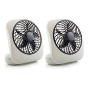 Treva 5 inch Portable Battery Powered 2 Speed Desktop Fan, Gray, 2 Pack