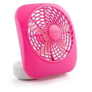Treva 5 inch Portable Battery Powered 2 Speed Personal Desktop Fan, Raspberry