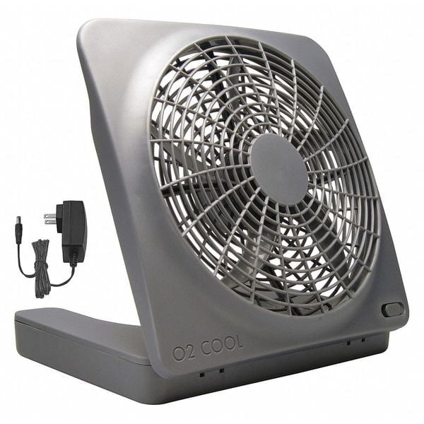 Gray 10-Inch Battery-Powered Portable Desk Fan