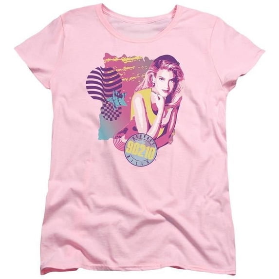 Trevco CBS653-WT-4 90210 & Donna Short Sleeve Cotton Women T-Shirt, Pink - Extra Large