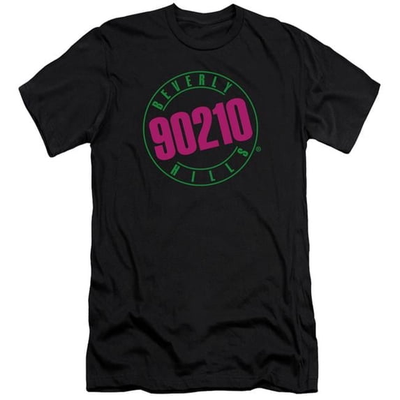 Trevco 90210 & Neon Adult Cotton Premium Canvas Brand Slim Fit 30-1 T-Shirt, Black - Large