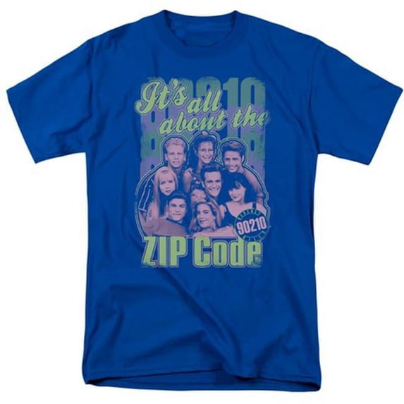 Trevco 90210-Zip Code - Short Sleeve Adult 18-1 Tee - Royal- Large