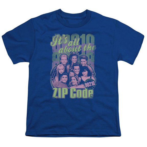 Trevco 90210-Zip Code - Short Sleeve Youth 18-1 Tee - Royal- Large