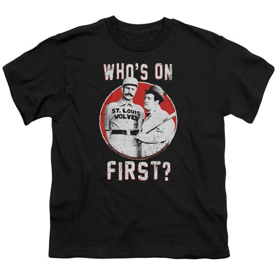 Trevco AAC115-YT-4 Abbott & Costello First-S by S Youth Short Sleeve Shirt, Black - Extra Large
