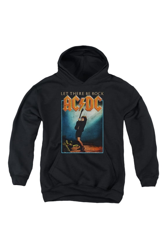 ACDC110-YFTH-3 ACDC Let There Be Rock-Youth Pull-Over Hoodie, Black - Large