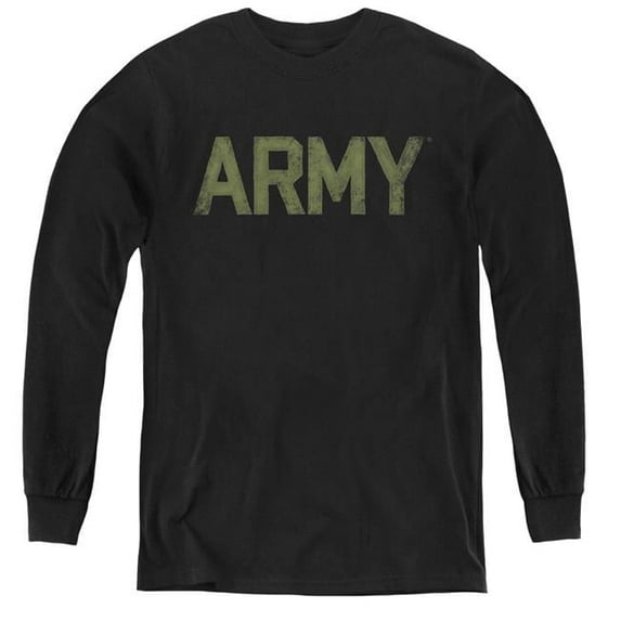 Trevco AR131-YL-1 Army & Type-Youth Long Sleeve Tee, Black - Small