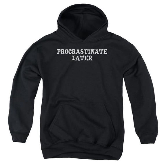 Trevco ATA1493-YFTH-3 Procrastinate Later-Youth Pullover Hoodie, Black - Large