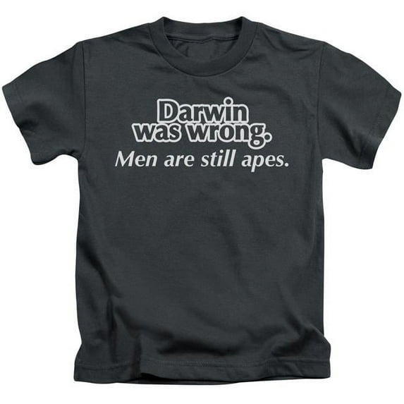 Trevco ATA2098-KT-2 Darwin Was Wrong-Short Sleeve Juvenile 18-1 T-Shirt, Charcoal - Medium 5-6