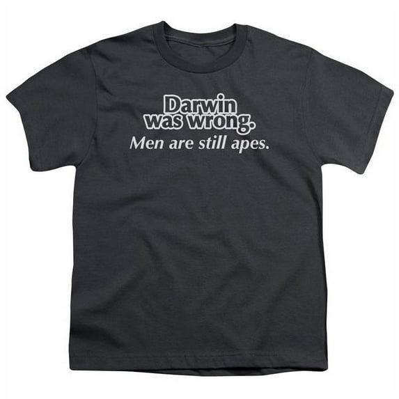 Trevco ATA2098-YT-3 Darwin Was Wrong-Short Sleeve Youth 18-1 T-Shirt, Charcoal - Large