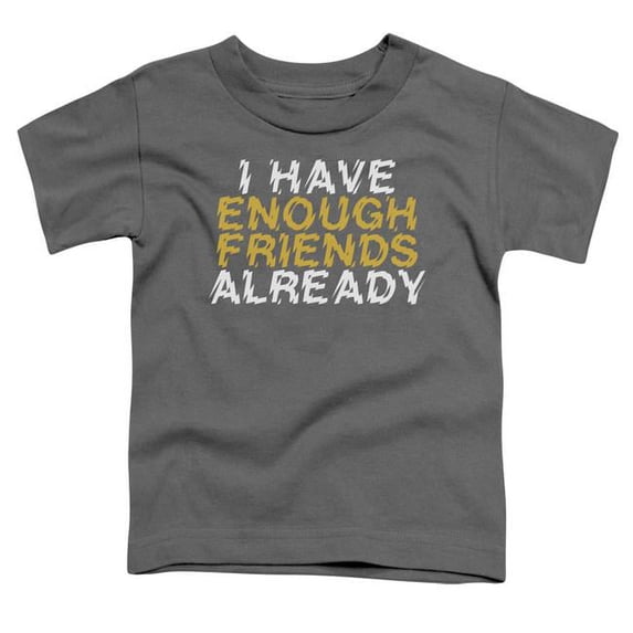 Trevco ATA2573-TT-1 Enough Friends-Short Sleeve Toddler T-Shirt, Charcoal - Small 2T
