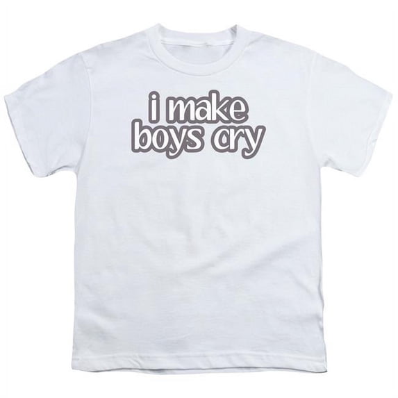 Trevco ATA2645-YT-3 I Make Boys Cry-Short Sleeve Youth 18-1 T-Shirt, White - Large