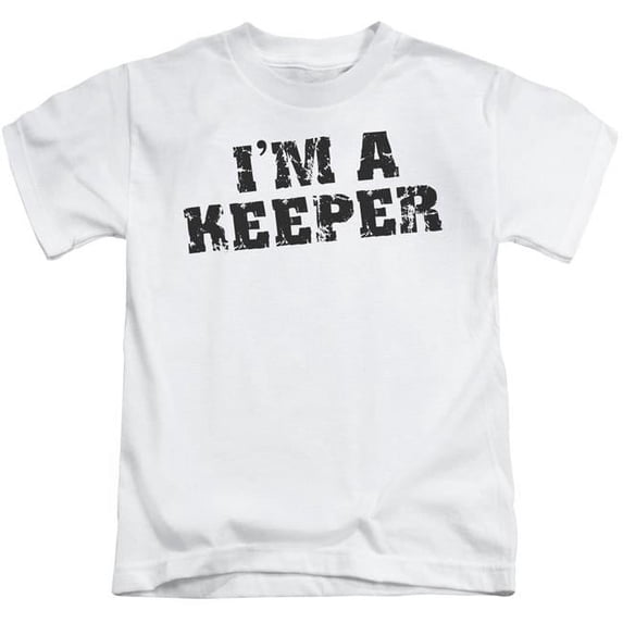 Trevco ATA2651-KT-2 Im A Keeper-Short Sleeve Juvenile 18-1 T-Shirt, White - Medium 5-6