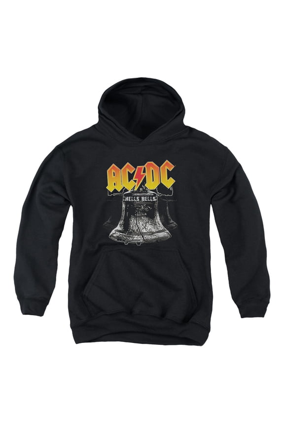 Acdc & Hells Bells-Youth Pull-Over Hoodie - Black - Medium