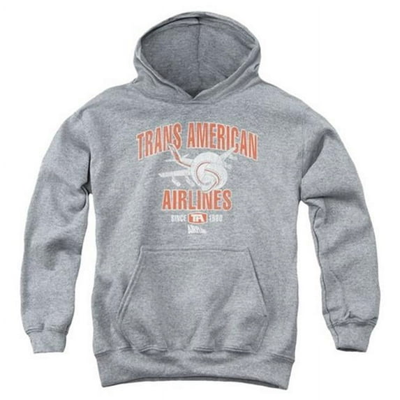 Trevco Airplane-Trans American Youth Pull-Over Hoodie- Athletic Heather - Large