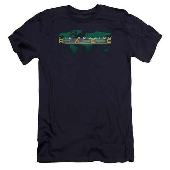 Trevco Amazing Race & Around the World Adult Cotton Premium Canvas Brand Slim Fit 30-1 T-Shirt, Navy - Large