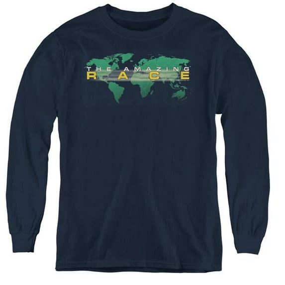 Trevco CBS1035-YL-4 Amazing Race & Around the World-Youth Long Sleeve Tee, Navy - Extra Large