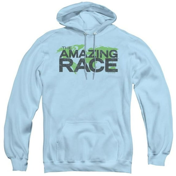 Trevco Amazing Race & Race World-Adult Pull-Over Hoodie, Light Blue - 2X