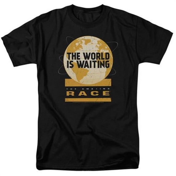 Trevco Amazing Race-Waiting World - Short Sleeve Adult 18-1 Tee - Black- 5X