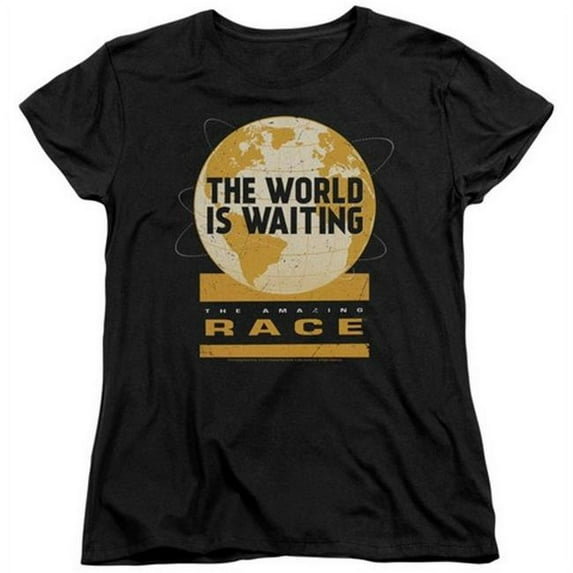 Trevco Amazing Race-Waiting World - Short Sleeve Womens Tee - Black- 2X