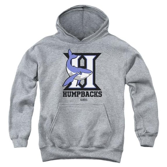 Trevco American Vandal & Humpbacks Youth Pull-Over Cotton Hoodie, Athletic Heather - Extra Large