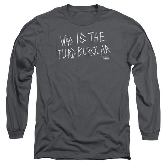 Trevco CBS2513-AL-1 American Vandal & Turd Burglar Long Sleeve Adult Cotton 18-1 T-Shirt, Charcoal - Small