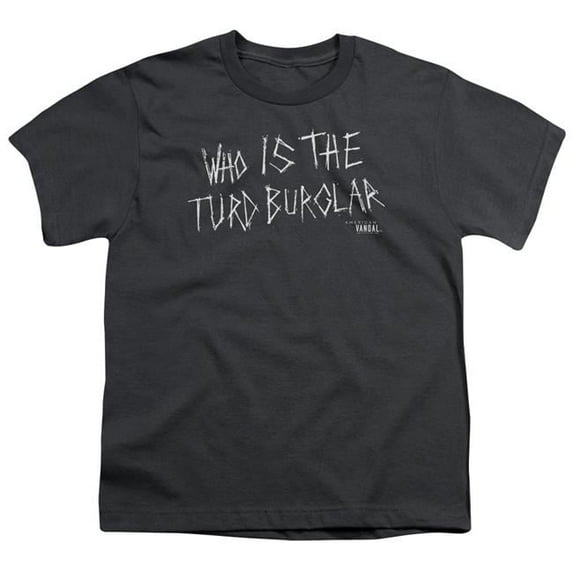 Trevco CBS2513-YT-3 American Vandal & Turd Burglar Short Sleeve Youth Cotton 18-1 T-Shirt, Charcoal - Large