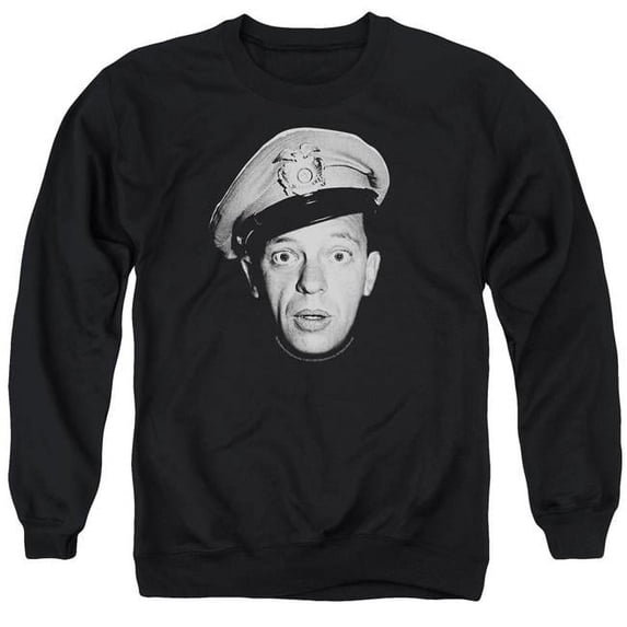Trevco Andy Griffith & Barney Head Adult Cotton & Polyster Crewneck Sweatshirt, Black - Extra Large