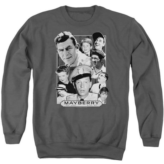 Trevco CBS2385-AS-1 Andy Griffith & Mayberry Adult Cotton & Polyster Crewneck Sweatshirt, Charcoal - Small