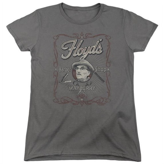 Trevco Andy Griffith & Mayberry Floyds Womens Short Sleeve T-Shirt, Charcoal - Extra Large