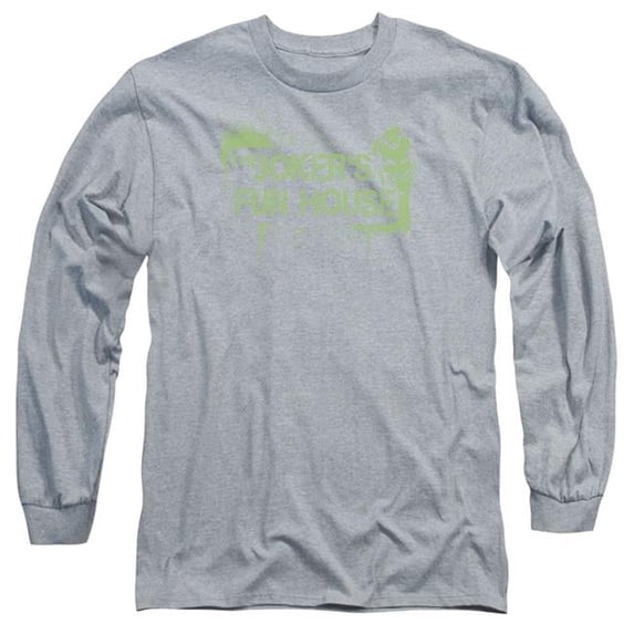 Trevco Arkham City & Jokers Fun House Adult Cotton Long Sleeve 18-1 T-Shirt, Athletic Heather - 3X