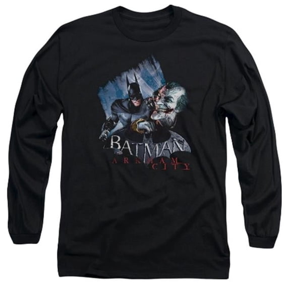Trevco Arkham City-Jokes On You - Long Sleeve Adult 18-1 Tee - Black- Medium