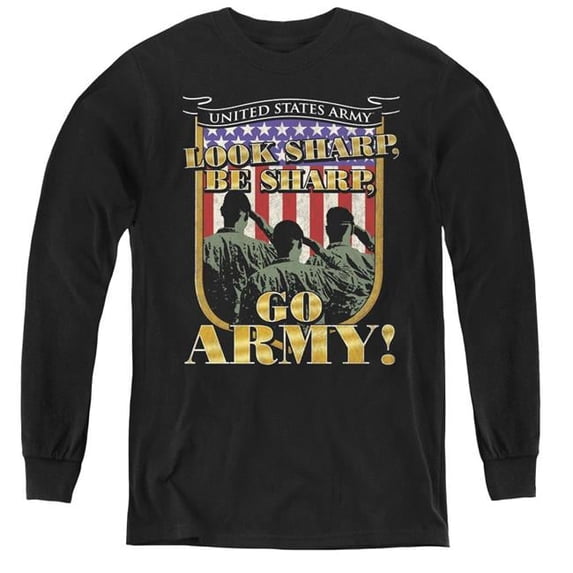 Trevco Army & Go Army-Youth Long Sleeve Tee, Black - Extra Large
