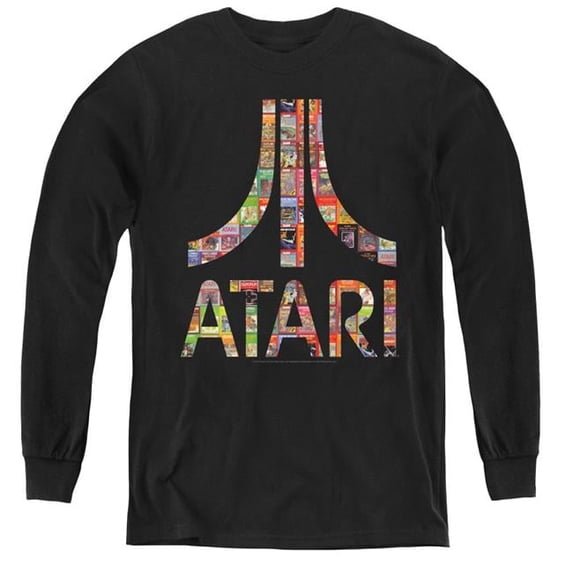 Trevco Atari & Box Art-Youth Long Sleeve Tee, Black - Large