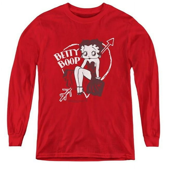 Trevco BB788-YL-4 Betty Boop & Lover Girl-Youth Long Sleeve Tee, Red - Extra Large