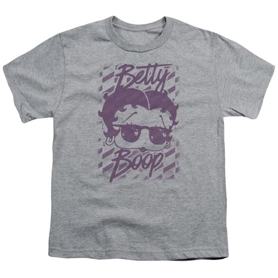 Trevco BB819B-YT-3 Betty Boop & Summer Shades Youth Cotton Short Sleeve 18-1 T-Shirt, Athletic Heather - Large