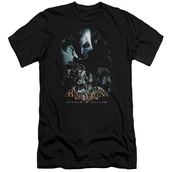 Trevco BM1815-PSF-4 Batman AA & Five Against One Adult Cotton Premium Canvas Brand Slim Fit 30-1 T-Shirt, Black - Extra Large