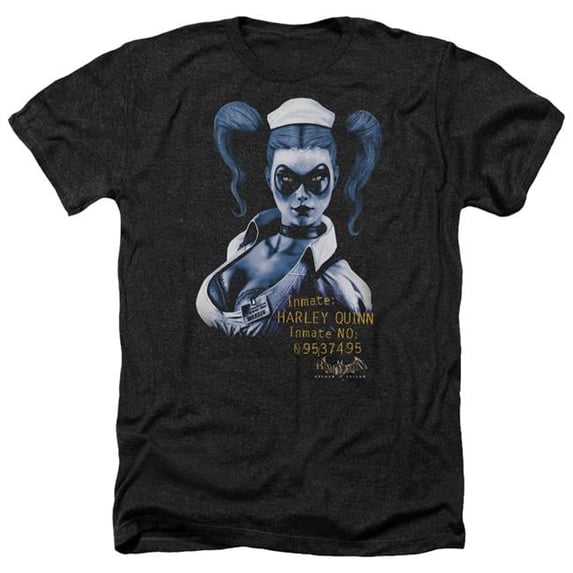 Trevco BM1823-HA-2 Batman AA & Arkham Harley Quinn-Adult Heather T-Shirt, Black - Medium